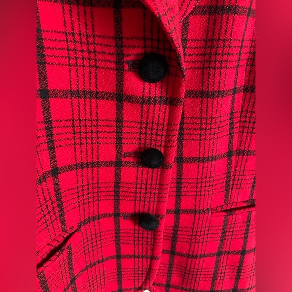 Vintage Pendleton Blazer Jacket Womens 10 Red Plaid & Velvet Wool Made in USA - Picture 6 of 10